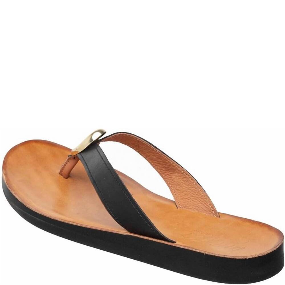 NEW ANTELOPE women's addison flat sandals in black leather - Picture 4 of 4